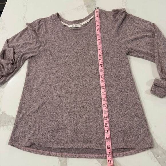 Kiki Long Puff Sleeve Pullover Crewneck Sweater Women's Medium Heathered Purple - Picture 5 of 6